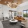Stylish lounge with modern lighting and city views